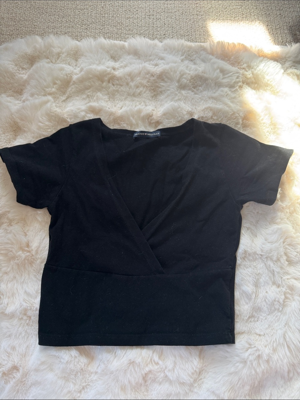 Brandy Melville Black Wrap-Style Crop Top